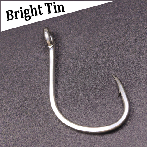 10pcs Bright Tin Plated Anti-rust Saltwater Fishhooks High Carbon Steel Barbed Offset Fishhook Big Assist Jigging Lure Hook ► Photo 1/6