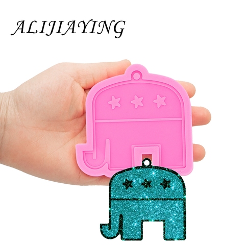 Resin Epoxy Keychain mold Shiny Democrat Donkey,Elephant Bear, Rhino, Pigeon, Craft DIY  Necklace Jewelry Silicone Mould DY0389 ► Photo 1/6