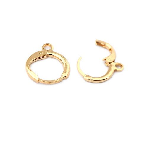 (33758)20PCS 14*12MM 24K Gold Color Brass Round Loop Earrings Hoops High Quality Diy Jewelry Findings Accessories ► Photo 1/6