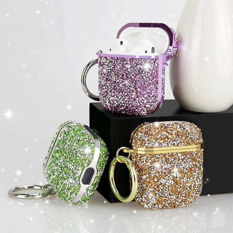 Electroplated diamond glitter Bluetooth Headset hard plastic case For Apple Airpods 1 2 wireless charging cover for airpods pro ► Photo 1/6