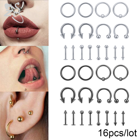 Body Piercing Jewellery Eyebrow Tongue Bar Labret Lip Nose Rings Stainless Steel