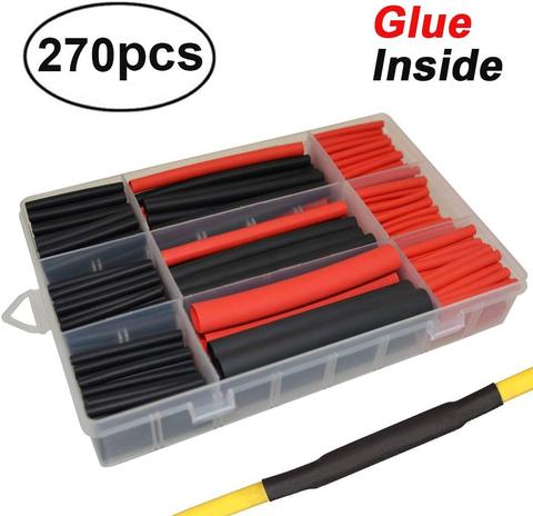 270Pcs/set 3：1Sleeving Wrap Wire Car Electrical Cable Tube kits Heat Shrink Tube Tubing Polyolefin Mixed Color ► Photo 1/6