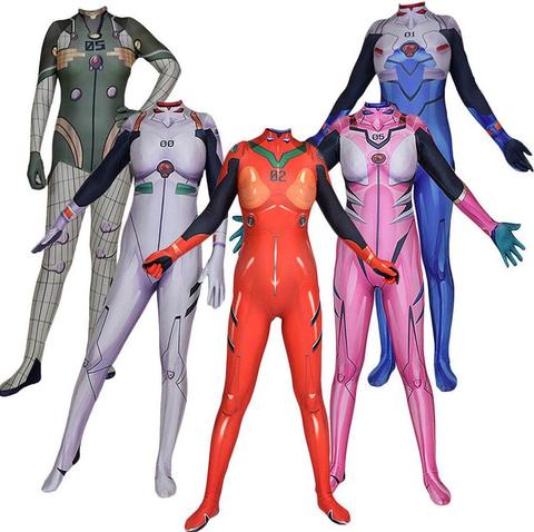 Anime Asuka Langley Soryu Mari Rei Ayanami Cosplay Costume EVA Asuka Test Jumpsuits Zentai Suit Halloween Bodysuit Adults Kids ► Photo 1/6