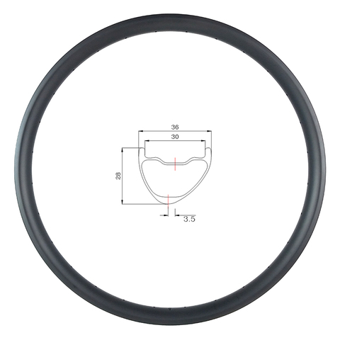 29er MTB AM ENDURO 36mm asymmetric mountain bike TUBELESS carbon rim TAPELESS 28mm deep 30mm inner UD 3K 24H 28H 32H trail wheel ► Photo 1/5