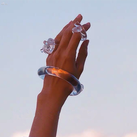 AOMU 2022 New Design Transparent Acrylic Twisted Open Rings for Women Korea Chic Resin Staggered Ring Party Jewelry Gifts ► Photo 1/6