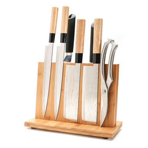 Magnetic Knife Holder with Powerful Magnet - Large Bamboo Wood Knife Block without Knives, Double Side Universal Knife Block ► Photo 1/6