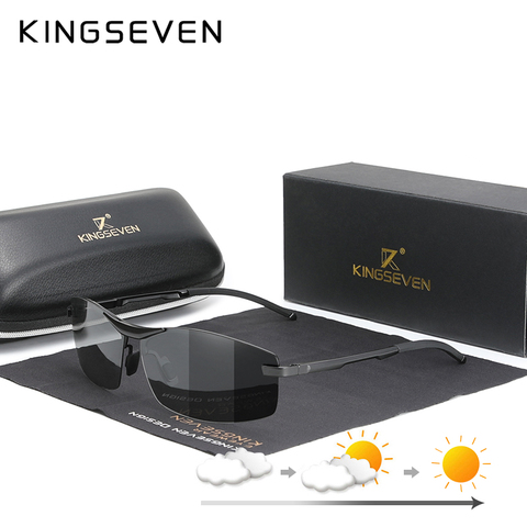 KINGSEVEN Aluminum Photochromic Sunglasses Polarized Men's Chameleon Glasses Male Sun Glasses Day Night Vision Driving Eyewear ► Photo 1/6