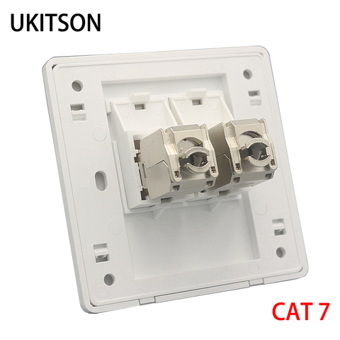 2 Ports CAT7 CAT6A RJ45 Wall Faceplate With Zinc Alloy CAT.7 CAT.6A Keystone Jack Socket For 10G Network Computer Insert Cover ► Photo 1/6