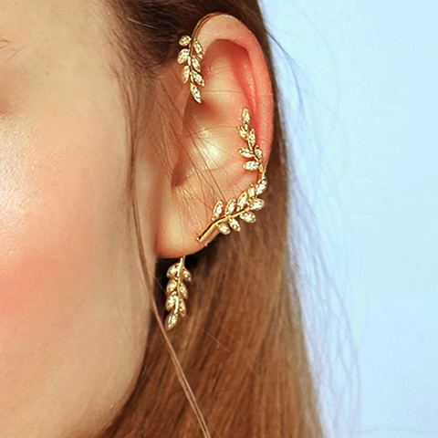 YWZIXLN 1pcs Boho Fashion Jewelry Earrings Rhinestone Leaf Design Clip Earring Accessories For Women Wholesale E0119 ► Photo 1/5