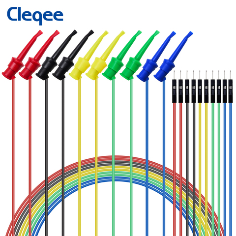 Cleqee 10PC Dupont Male/Female to Test Hook Clips Silicone Jumper Wires Transistor Tester For Electrical Testing P1534 P1535 ► Photo 1/6