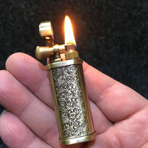 Tang Grass Vintage Flint Kerosene Lighters Flame Retro Metal Grinding Wheel Petrol  Cigarette Cool Lighters Creative Gadgets ► Photo 1/6