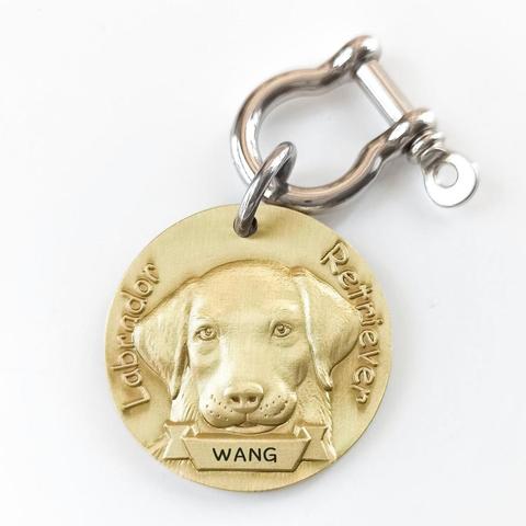 Personalized Brass Dog ID Tag MW008 Front 3D Model Dogs Breed Image Back Laser Deep Carving Custom Labrador American Bully ► Photo 1/6