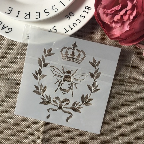 1Pcs 13cm Bee Crown DIY Layering Stencils Wall Painting Scrapbook Coloring Embossing Album Decorative Card Template ► Photo 1/1