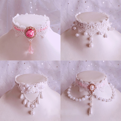 Lace Princess Lolita Pearl Necklace Necklace Pearl Choker Clavicle Chain ► Photo 1/6