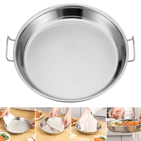 Stainless Steel Pan Cold Noodle Making Tools Steamed Rice Tray Cake Dish for Home Kitchen Everyday Pan Cookware Hot Pot Cooking ► Photo 1/4