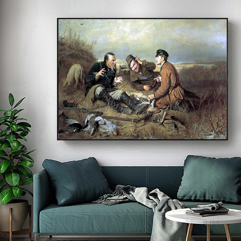 Realism Style Famous Painting Poster Hunters At Rest By Vasilij Perov Russian Art Canvas Painting for Home Decoration ► Photo 1/6
