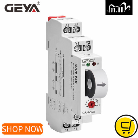 NEW GEYA GRI8-05 DC Current Relay straight-through 2A-20A AC24V-240V Over-current Under-current Protection Relay ► Photo 1/6