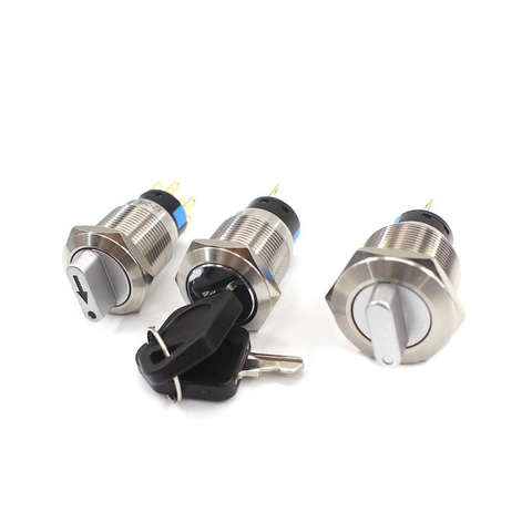 19mm 22mm Latching Button Rotary Switch 2 3 Position Knob Metal Waterproof Push Button Key Switch Self-locking With LED Light ► Photo 1/6