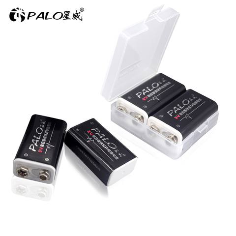 2Pcs 600mAh 9V Li-ion Batteries Rechargeable 6F22 9-Volt Battery High  Capacity