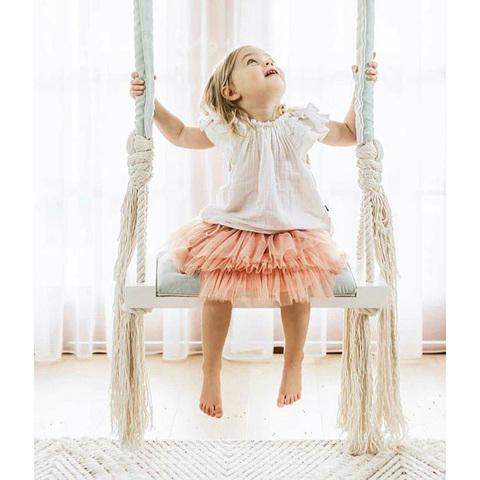 Child Swing Chair kid Hanging Swings Set Children Toy Rocking Solid Wood Seat with Cushion Safety Baby Indoor Baby Room Decor ► Photo 1/6