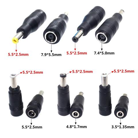 5.5*2.5mm DC Power Plug Adapter DC jack 5.5 X 2.5 mm Male to 7.9*5.5 7.4 *5.0 3.5*1.35 4.8*1.7 5.5*2.5mm 4.0*1.7mm Female 1Pcs ► Photo 1/6