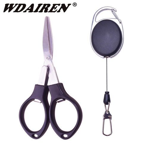 WDAIREN Folding Fishing Scissors With Telescopic buckle Lanyards Line Fishing Clamp Accessories Multifunctional Tools DW-603 ► Photo 1/6