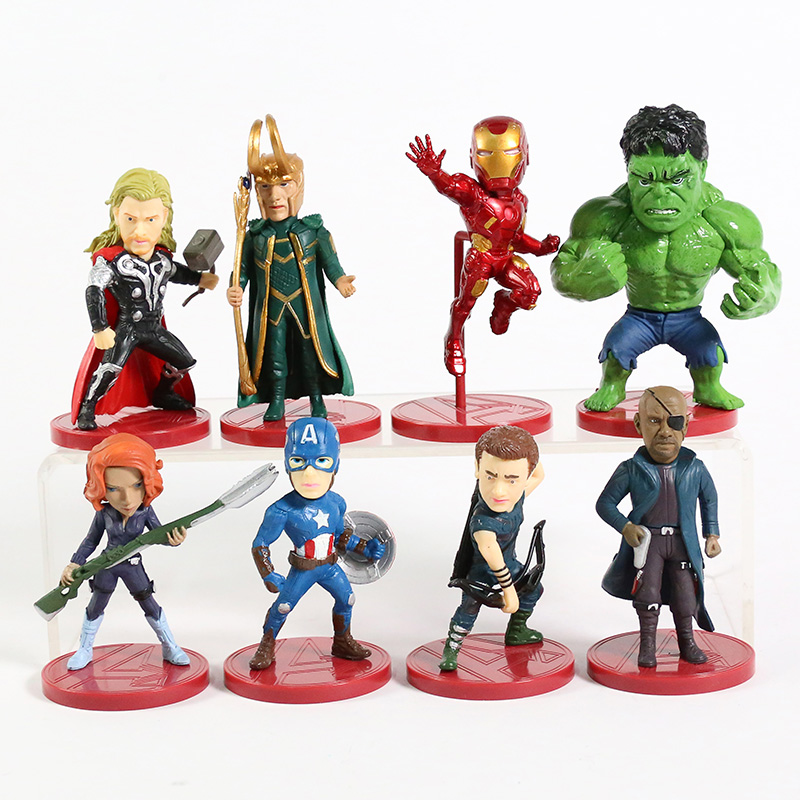8 Pcs/Set Avengers Age of Ultron Thor Hulk Iron Man Hawkeye PVC Figure Model Toy 