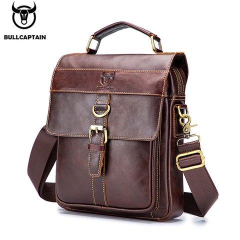 BULLCAPTAIN retro business messenger bag, leather men's shoulder bag, fashion casual handbag, teen student bag ► Photo 1/6
