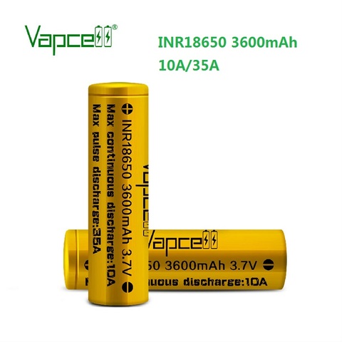 Free shipping Vapcell original 18650 3600mAh 10A / 35A high power capacity 3.7V 18650 Li-ion rechargeable batteries cell ► Photo 1/6