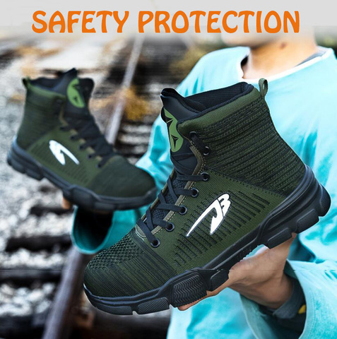 Winter New Men‘s Anti Smashing Cotton Steel Toe Work Shoes High Top Warm Boots Men Puncture Proof Safety Shoes Air-mesh ► Photo 1/6