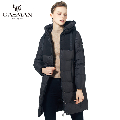 GASMAN Zipper Long Winter Jacket Women Black Parka Down Jacket Female Hooded Thick Coat Women's Clothing Warm Autumn Coat 17616 ► Photo 1/6