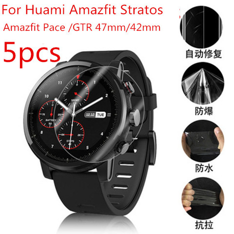 5pcs Soft TPU Full Screen Protector For Xiaomi Huami Amazfit Stratos 2 2S Pace GTR 47mm 42mm Sport Smart Watch Guard Film Cover ► Photo 1/6