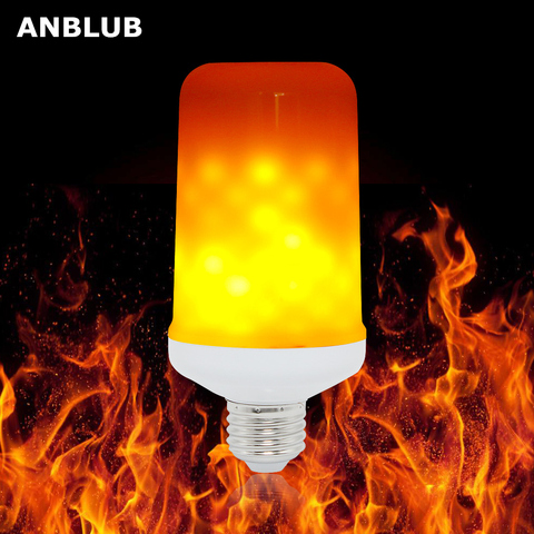 ANBLUB E27 LED Dynamic Flame Effect Corn Bulb 4 Modes AC 85-265V Flickering Emulation Gravity Decor Lamp Creative Fire Lights ► Photo 1/6