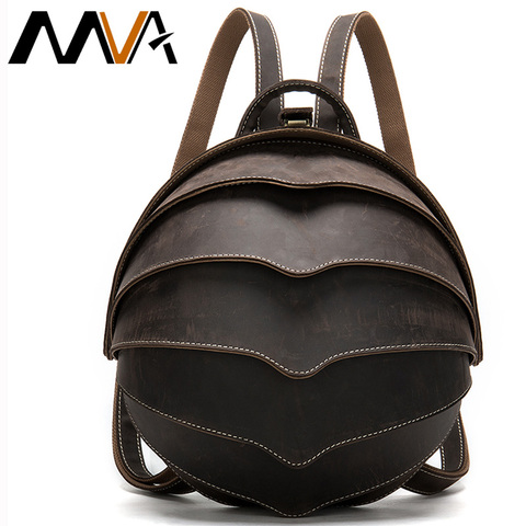 MVA Crazy Horse Leather Backpack Women Vintage Backpack For Womens Bagpack Leather Schoolbag Backpacks Travel mochila mujer 4007 ► Photo 1/6