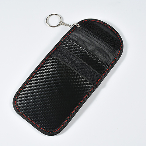 Car Key Signal Blocker Case Signal Blocking Shield Case Protector Pouch For Car Keys Key Ring Carbon Fiber Pattern ► Photo 1/6