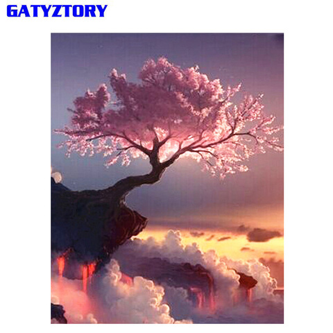 GATYZTORY Frame Abstract Trees DIY Painting By Numbers Landscape