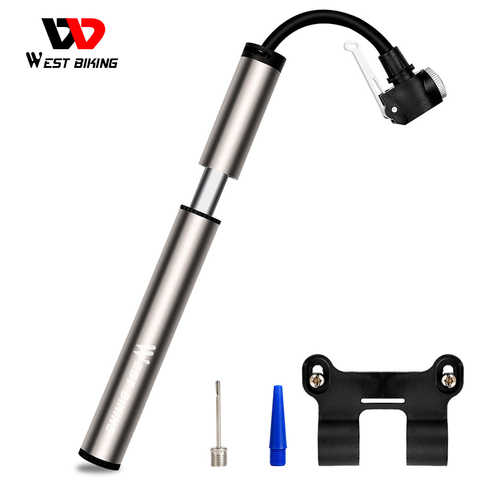 WEST BIKING Mini Bicycle Pump Aluminum Alloy Ultra-Light MTB Road Bike Tire Inflator Schrader Presta Valve Cycling Air Hand Pump ► Photo 1/6