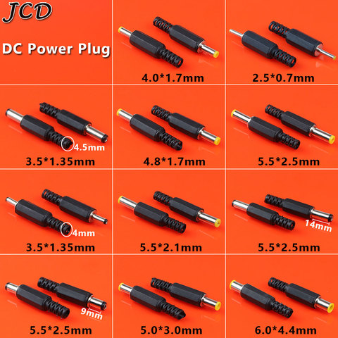 JCD 1Pcs 6.0x4.4  5.5x2.5 5.5x2.1 5.0x3.0 4.8x1.7 4.0x1.7 3.5x1.35 2.5x0.7mm Male DC Power Plug Jack Adapter ► Photo 1/6