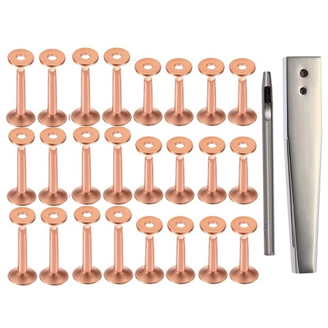 Red Copper Rivet and Burr with Burr Setter Copper Rivet Fastener Install Setting Tool and Hole Punch Cutter ► Photo 1/6