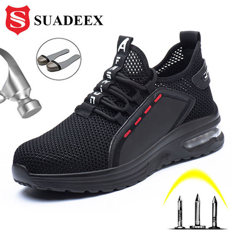 SUADEEX Work Shoes Breathable Steel Toe Boots Lightweight Air-cushion Safety Work Shoes Anti-slippery For Men Women Work Sneaker ► Photo 1/6