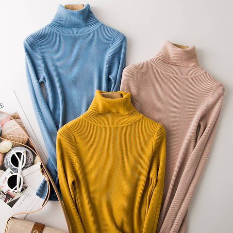 autumn winter new thick turtleneck women simple wild pullover female bottoming tops women's wool sweater ► Photo 1/6