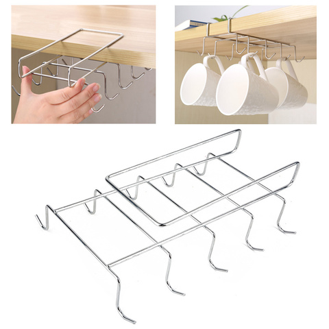 1PC Stainless Steel Kitchen Rack Cupboard Hanging Holders Coffee Tea Cup Mug Holder Shelf Cup Holder ► Photo 1/6