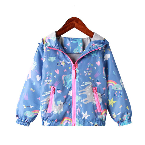 Spring Jacket for Girls Coats Hooded Unicorn Rainbow Pattern Baby Girls Clothes Outerwear Kids Windbreaker Autumn Girls Jackets ► Photo 1/6