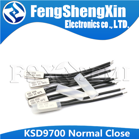 5pcs KSD9700 250V 5A 40~135 Degree Temperature Switch Bimetal Disc Normal Close Closed Thermostat Thermal ► Photo 1/1