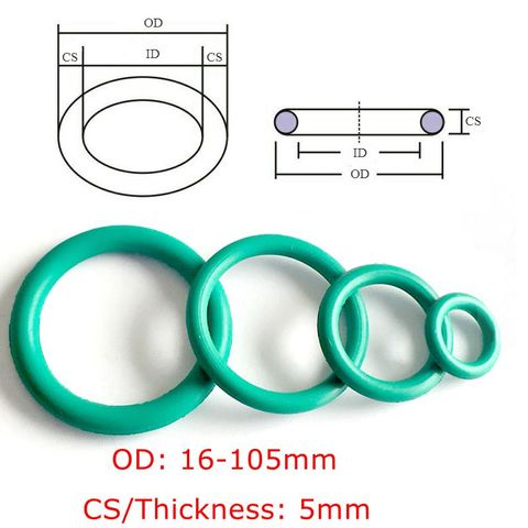 CS 5mm OD16-100mm Green  FKM Fluorine Rubber O Ring O-Ring Oil Sealing Gasket ► Photo 1/4