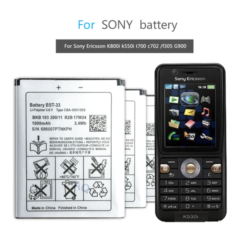 BST-33 Mobile Phone Battery For Sony Ericsson K800i K810i C702 C903 F305 G900 K550i K630i K660i W100I T700 T715 ► Photo 1/6