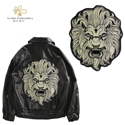 Gold Lion Patches Iron on Clothes Heat Transfers Sticker Jacket Back Decoration Badge ► Photo 1/4