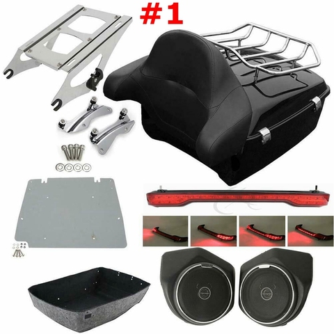 Motorcycle Pack Trunk Rack Backrest Speaker Tail Light For Harley Tour Pak Touring Road King Street Electra Glide FLHR 14-20 ► Photo 1/6