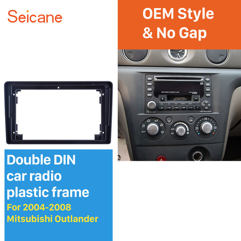 Seicane 2 Din Car Radio Fascia Black for 2004 2005 2006 2007 2008 MITSUBISHI OUTLANDER Dash Mount Kit Trim Panel ► Photo 1/6