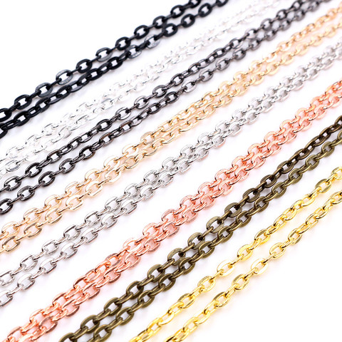 5pcs/lot 4*3mm Diameter 50 cm 70cm Length 8 Colors Plated  Handmade Flattened Chain Necklace Connector For Charms Base and Tray ► Photo 1/6